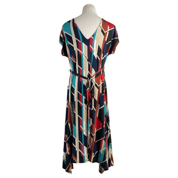 Motherhood Maternity Dress Geometric Print Wrap Style Stretch Knit Size Medium - Picture 4 of 5